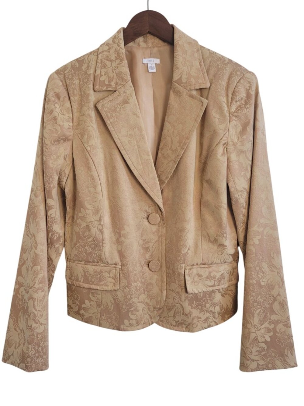 00s Golden Yellow Floral Tapestry Jacquard 2 Button Blazer Jacket medium/large